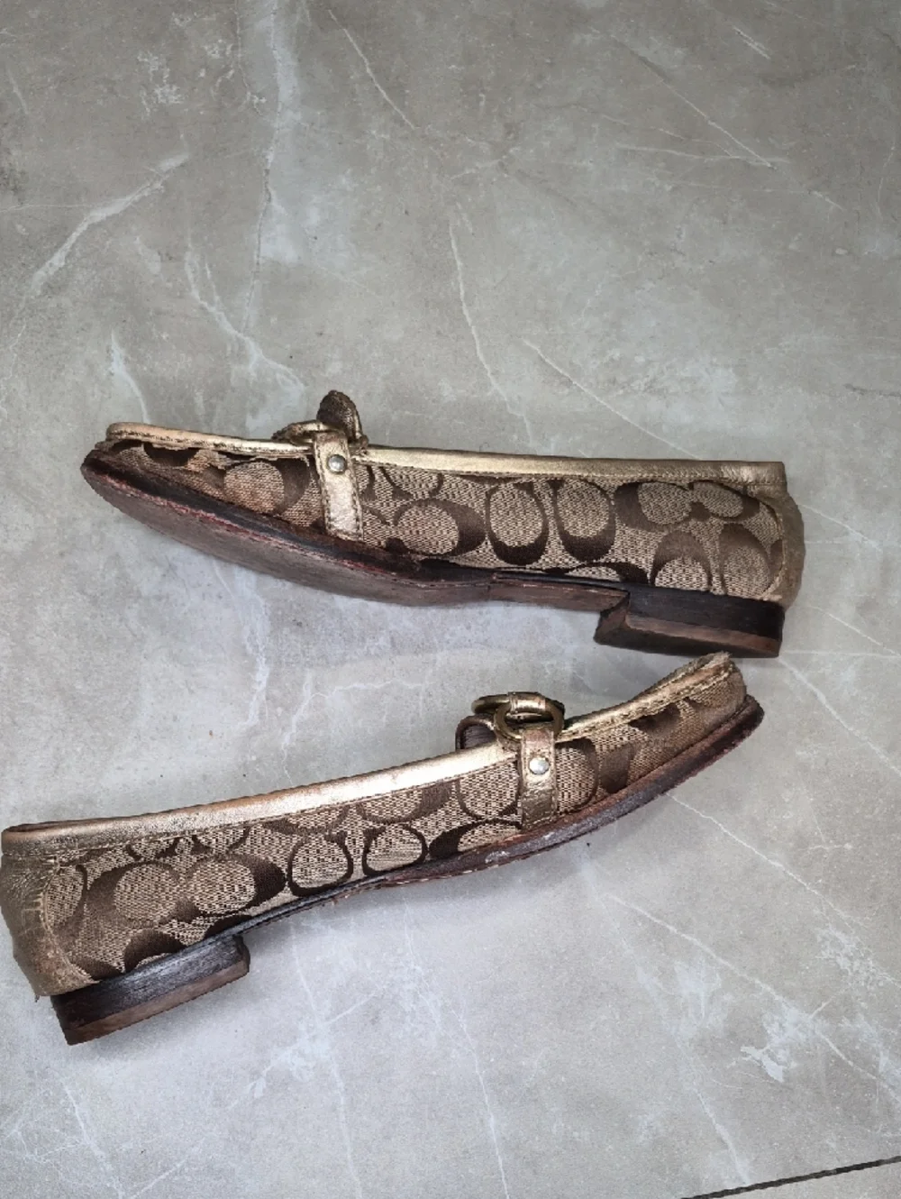 Coach Brown Signature Canvas Logo Flats with Gold Hardware - Picture 10 of 10
